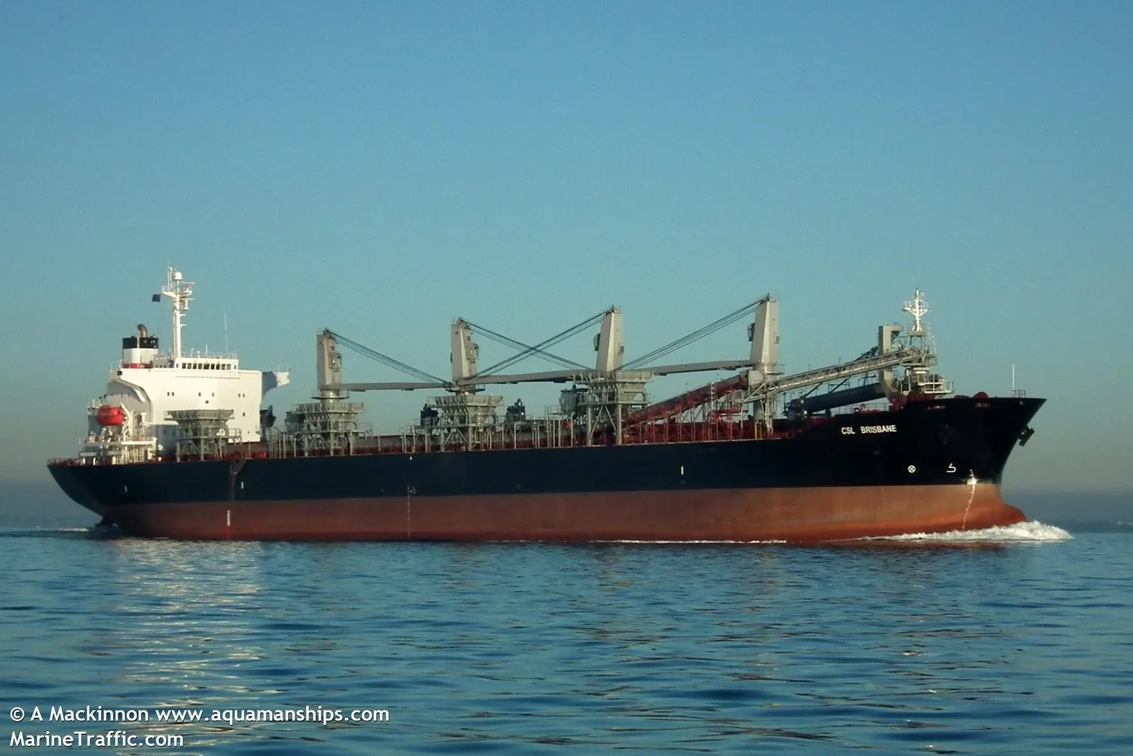 CSL Brisbane, a self-unloading bulk carrier, under way