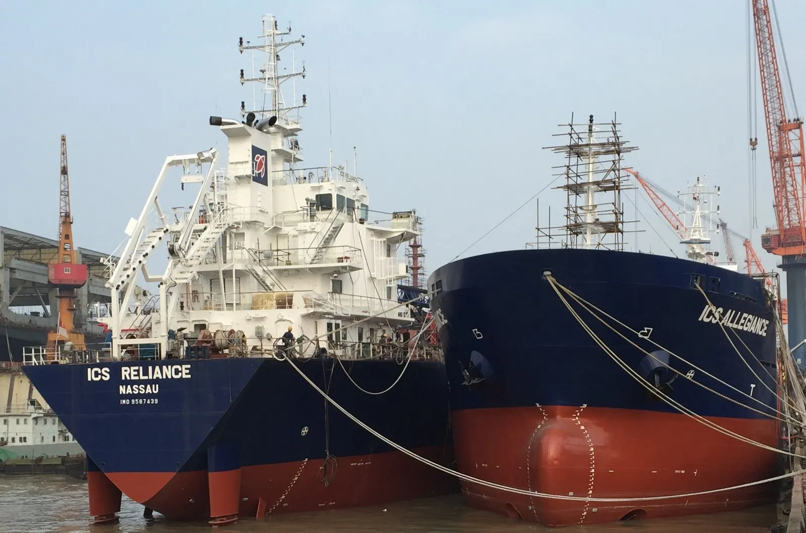 ICS Reliance and ICS Allegiance together at the shipyard